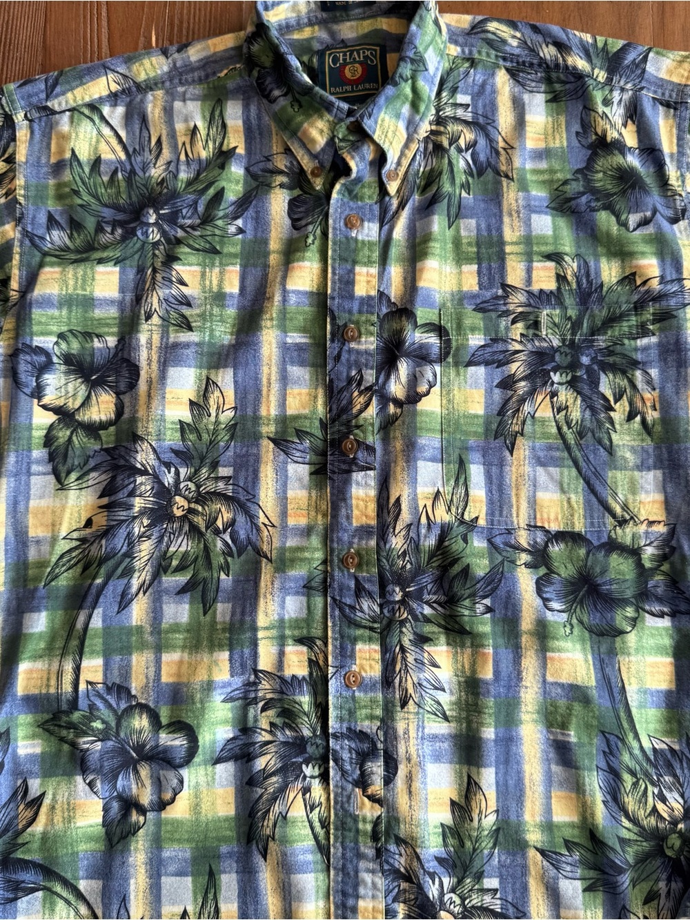 Vintage Ralph Lauren Tropical And Plaid Button Down Cotton 90s Great Condition